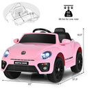 Pink Volkswagen Beetle Electric Ride-On Car for Kids with Remote Control Magic Cars 3