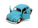 Matt Blue Weathered Volkswagen Beetle Diecast Car with Stitch Figure Littleo and Stit Magic Cars 3