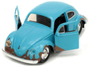 Matt Blue Weathered Volkswagen Beetle Diecast Car with Stitch Figure Littleo and Stit Magic Cars 6