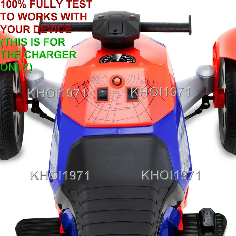 AC Wall Charger Adapter for KT1506 Kidtrax Marvel Spiderman Spiderbike Ride-On Toy Magic Cars 3