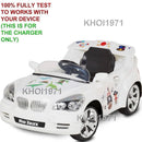 White 8V AC Wall Charger Adapter with Custom Coupe Sticker Decal for KidTrax Ride-On Car Magic Cars 1