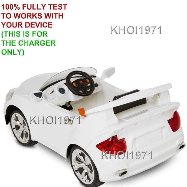 White 8V AC Wall Charger Adapter with Custom Coupe Sticker Decal for KidTrax Ride-On Car Magic Cars 3