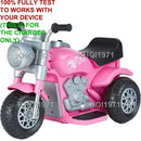 AC Wall Charger Adapter for 6V Battery 3-Wheel Ride-On Motorcycle – Pink and Black Options Magic Cars 4