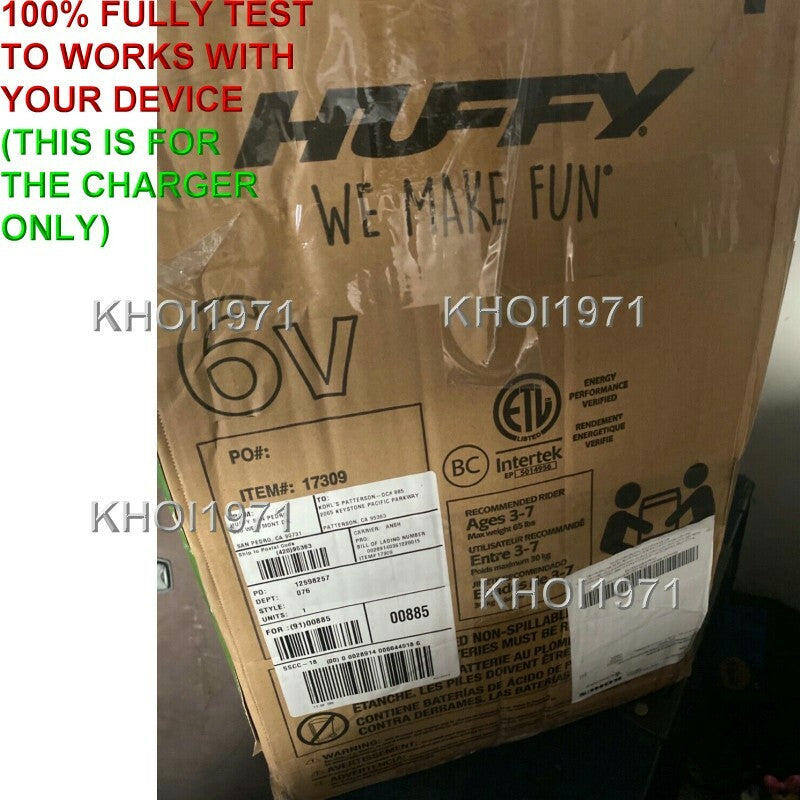 AC Charger Adapter for Huffy Frenzy Ride-On Motorcycle Training Wheel Model 17309 Magic Cars 3