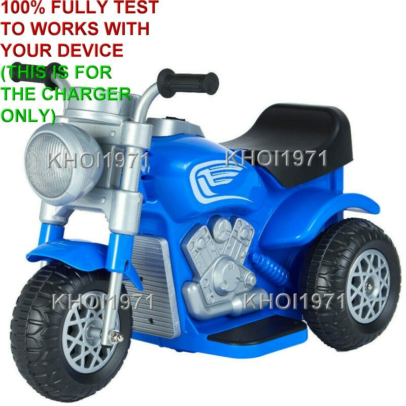 AC Wall Charger Adapter for 6V Battery 3-Wheel Ride-On Motorcycle Toy in Blue and Red Magic Cars 2