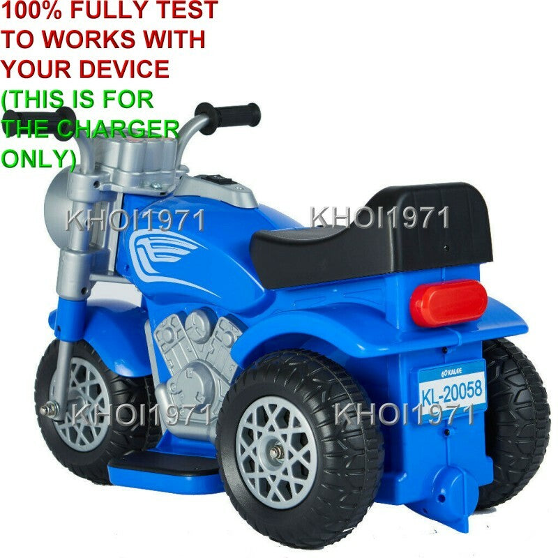 AC Wall Charger Adapter for 6V Battery 3-Wheel Ride-On Motorcycle Toy in Blue and Red Magic Cars 5