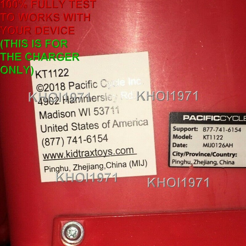 AC Wall Charger Adapter for KT1122 and KT1122TR Pacific Cycle Mickey Mouse Ride-On Toy Magic Cars 1