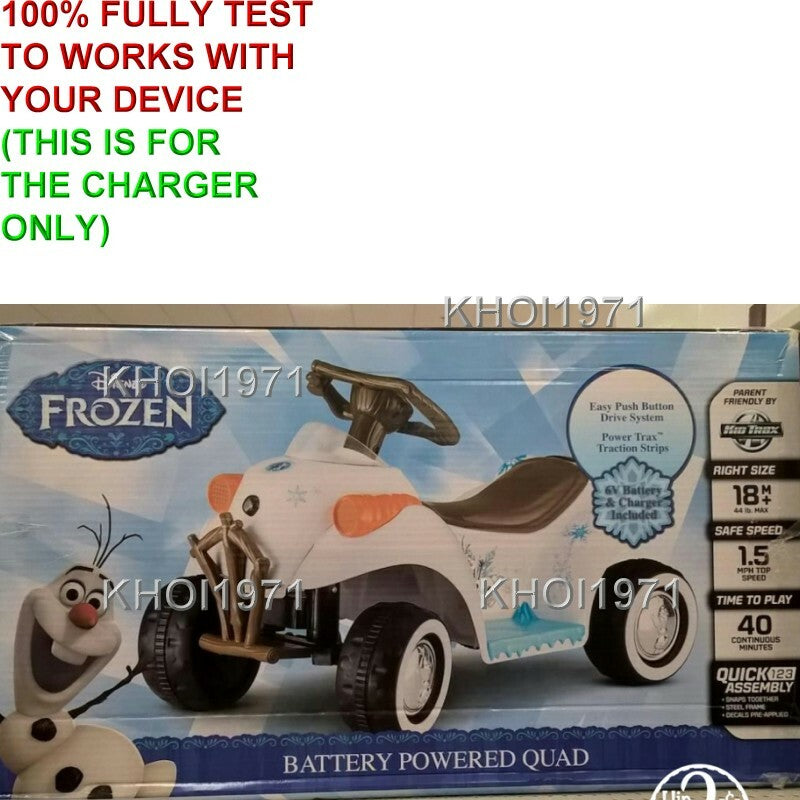 AC Wall Charger Adapter for KT1208 Disney Frozen Olaf Quad Ride-On 6V Battery Magic Cars 3