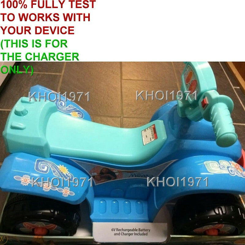 AC Wall Charger Adapter for KT1261WM Kidtrax Disney Moana 6V Ride-On Battery Magic Cars 3