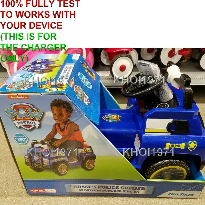 6V AC Wall Charger Adapter for Kidtrax KT1481WM Paw Patrol Chase Ride-On Toy Magic Cars 3