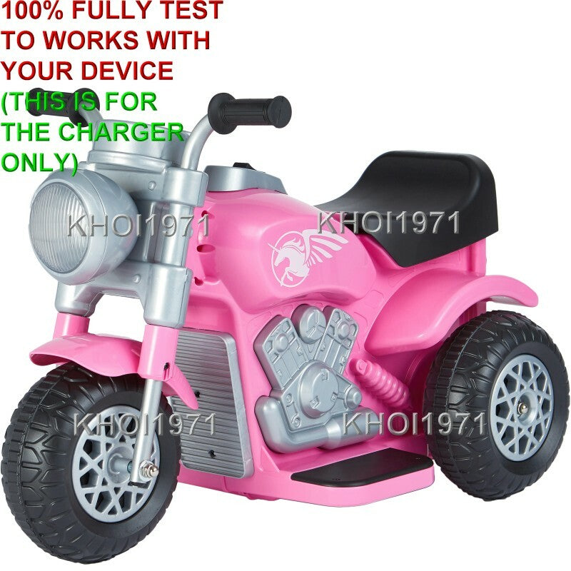 AC Wall Charger Adapter for 6V Battery Pink and Black 3-Wheel Kalee Motorcycle Ride-On Magic Cars 3