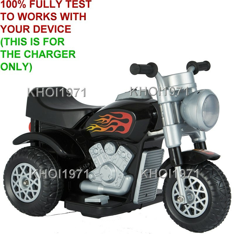 AC Wall Charger Adapter for 6V Battery Pink and Black 3-Wheel Kalee Motorcycle Ride-On Magic Cars 4