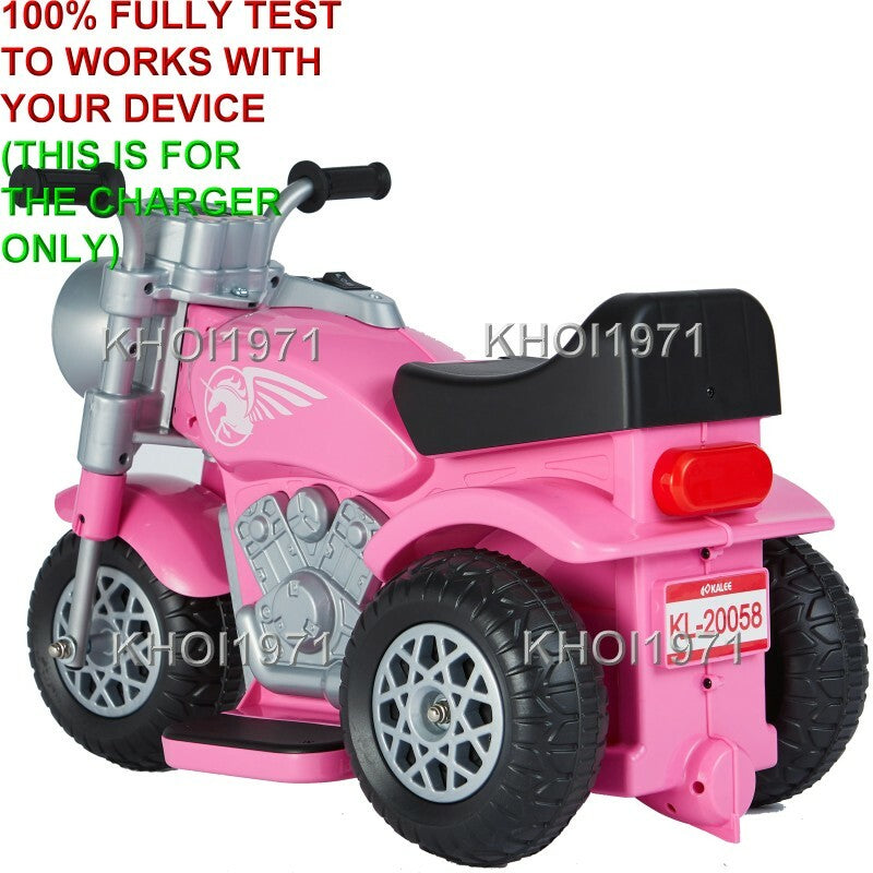 AC Wall Charger Adapter for 6V Battery Pink and Black 3-Wheel Kalee Motorcycle Ride-On Magic Cars 6