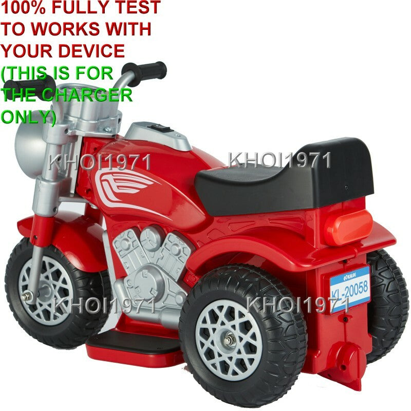 AC Wall Charger Adapter for 6V Battery Pink and Black 3-Wheel Kalee Motorcycle Ride-On Magic Cars 8