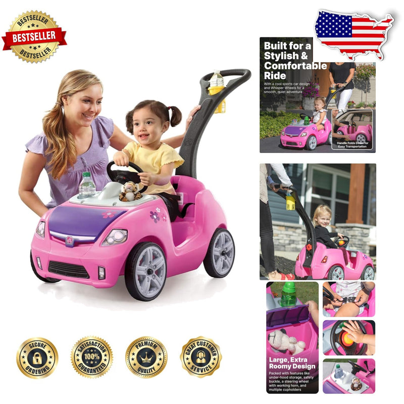 Whisper Ride II Pink Push Toy Car with Adjustable Seat Belt and Cup Holders Magic Cars Variant 0