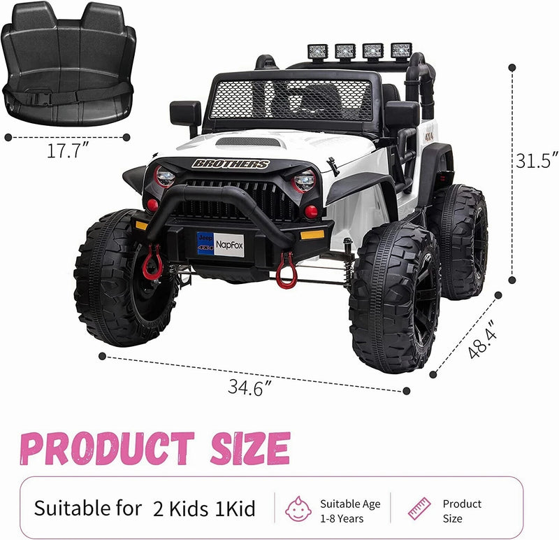 48.4" Large 12V Battery-Powered Electric Ride-On Car for Kids with 2 Seats Magic Cars 1