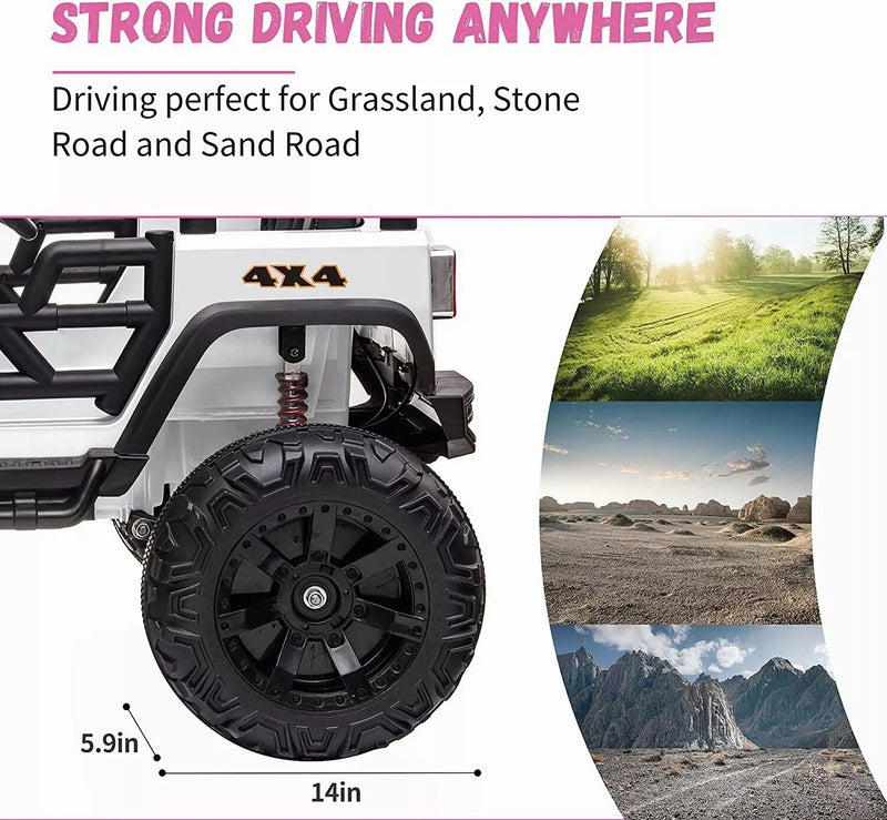 48.4" Large 12V Battery-Powered Electric Ride-On Car for Kids with 2 Seats Magic Cars 3