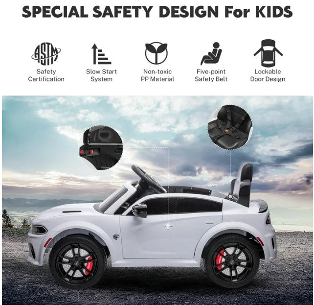 Electric Ride-On Car for Kids with Safety Belt, Parental Remote Control, and Music Magic Cars 2
