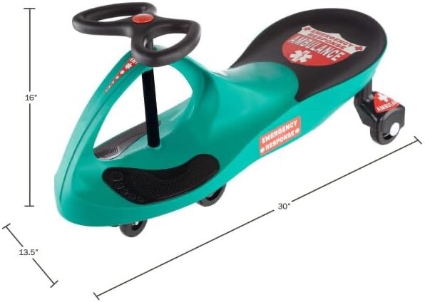Green Wiggle Ride-On Ambulance Toy for Kids – No Batteries or Pedals Required Magic Cars 2