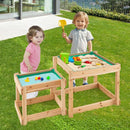 Wooden Sand and Water Table with Protective Cover for Kids, Natural Finish Magic Cars 1