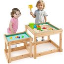 Wooden Sand and Water Table with Protective Cover for Kids, Natural Finish Magic Cars 3