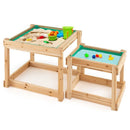 Wooden Sand and Water Table with Protective Cover for Kids, Natural Finish Magic Cars Variant 0