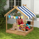 Wooden Sandbox with Canopy and Playhouse Design for Ages 3-7, Brown Magic Cars 1