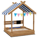 Wooden Sandbox with Canopy and Playhouse Design for Ages 3-7, Brown Magic Cars Variant 0