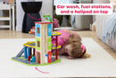 3-Level Wooden Toy Car Garage with Elevator and Car Wash Magic Cars 4