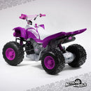 Yamaha Raptor 12V Battery-Powered Purple Ride-On ATV with Music for Ages 3-5 Magic Cars 4