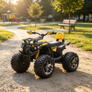 Yellow 12V Electric ATV Ride-On Quad for Kids with Headlights & Durable Wheels Magic Cars 3