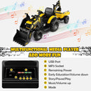 Yellow 12V Electric Ride-On Excavator Bulldozer Rubber Tires with Trailer for Kids - Remote Control Included