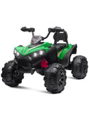 12V Kids Electric Ride-On Off-Road ATV Quad Car Toy with 2 Speeds and LED Lights Green Magic Cars 12