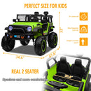 12V Electric 4-Wheel Kids Ride-On Truck with Remote Control and 2 Seats, Green Magic Cars 2