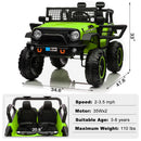 12V Electric Kids Ride-On Truck with Remote Control and 2 Seats, Green Magic Cars 2