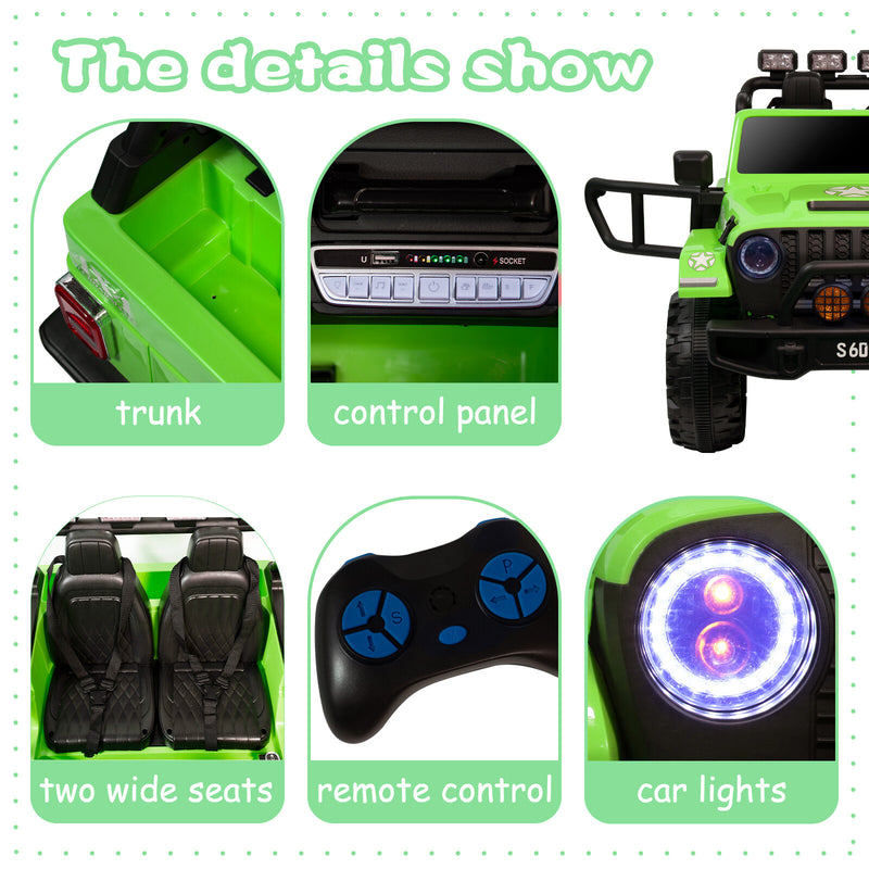 12V Electric Ride-On Jeep Truck for Kids, 2-Seater with 3 Speeds and Remote Control Magic Cars 1