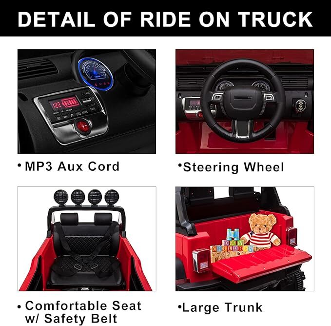 12V Electric Ride-On Pickup Truck for Kids with 3 Speeds and Remote Control Magic Cars 3