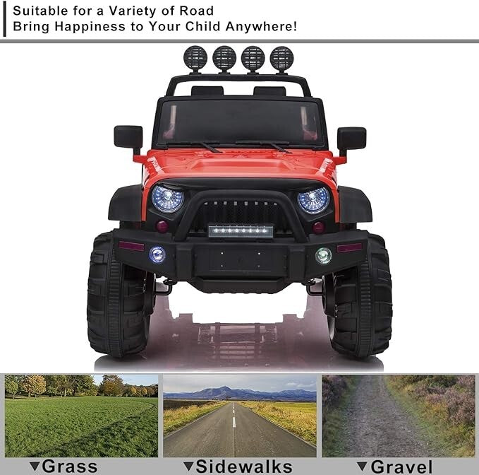 12V Electric Ride-On Kids Pickup Truck with 3 Speeds and Remote Control - Red Magic Cars 5