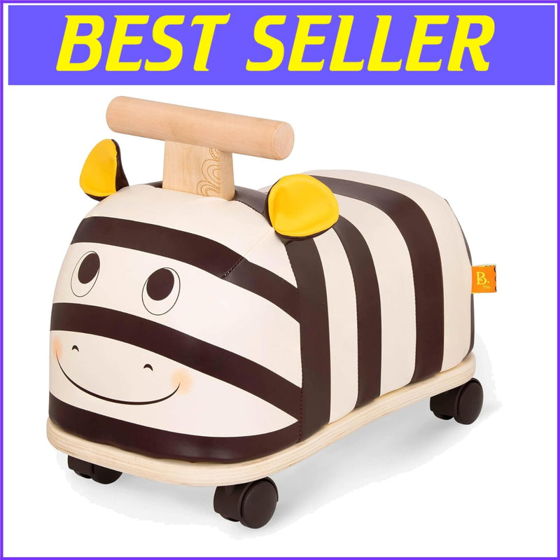 Zebra Wooden Ride-On Toy for Toddlers with Soft Seat and No Assembly Required Magic Cars Variant 0