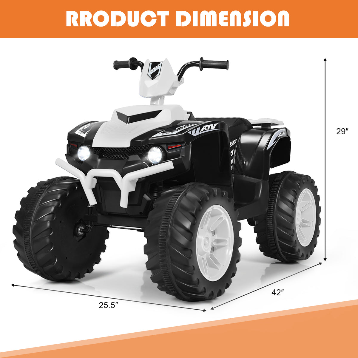 12V Electric Kids Quad ATV Ride On Car with LED Lights - The