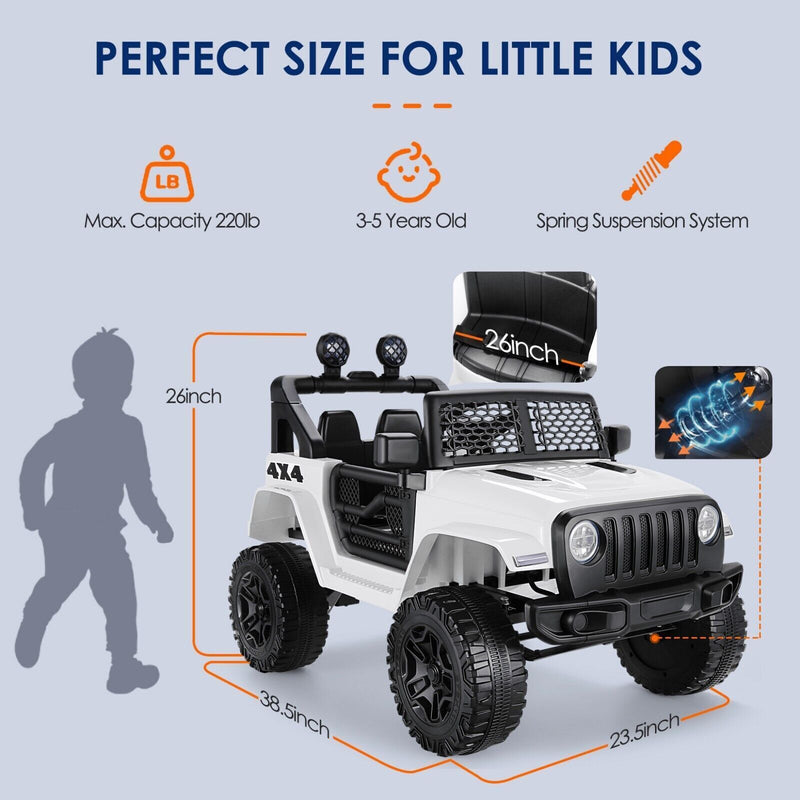 12V Electric Ride On Jeep Toy Car with USB Bluetooth and Remote Cont