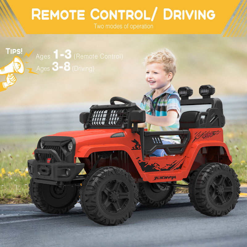 Remote Ride On Trucks 12V Electric Ride-On Truck for Kids with Remote Control, 2 Speeds, and
