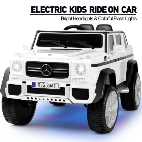 12V Electric White Mercedes-Benz Ride On Car with LED Lights, MP3 Play