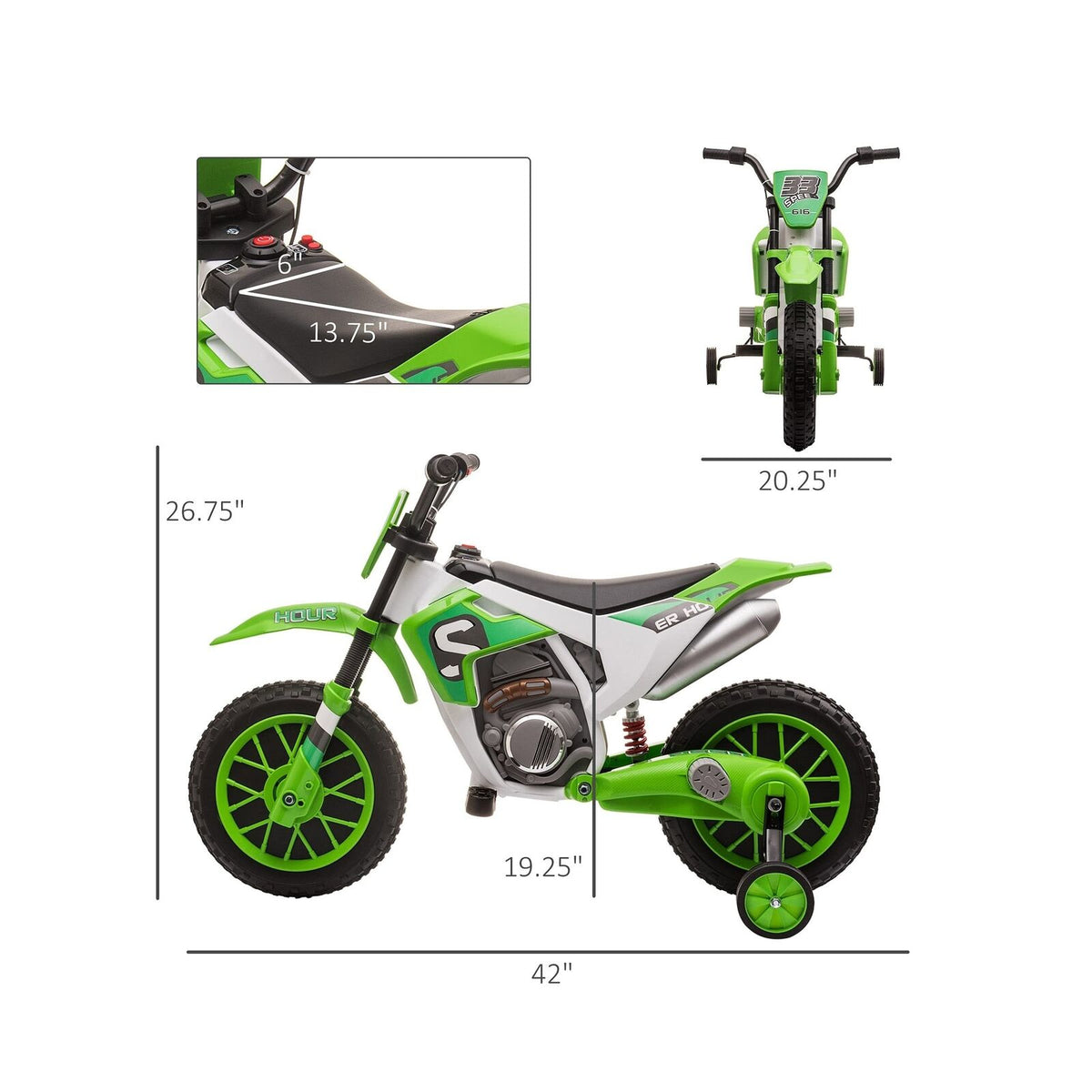12V Kids Electric Dirt Bike Ride-On Toy by Aosom - Battery-Powered Off