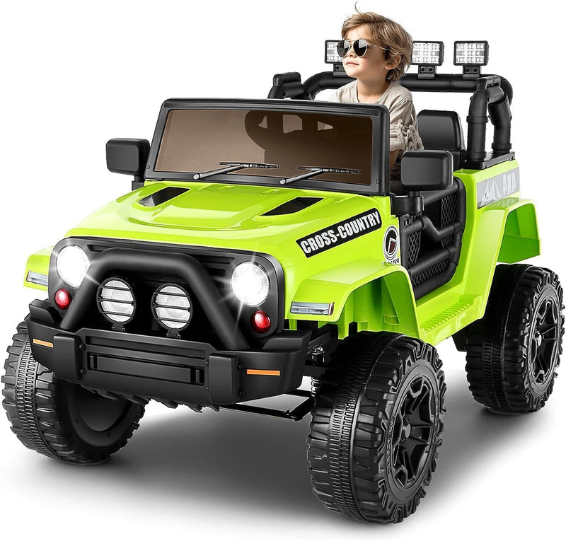 12V Kids Electric Ride On Jeep with Remote Control, Speeds, and LED