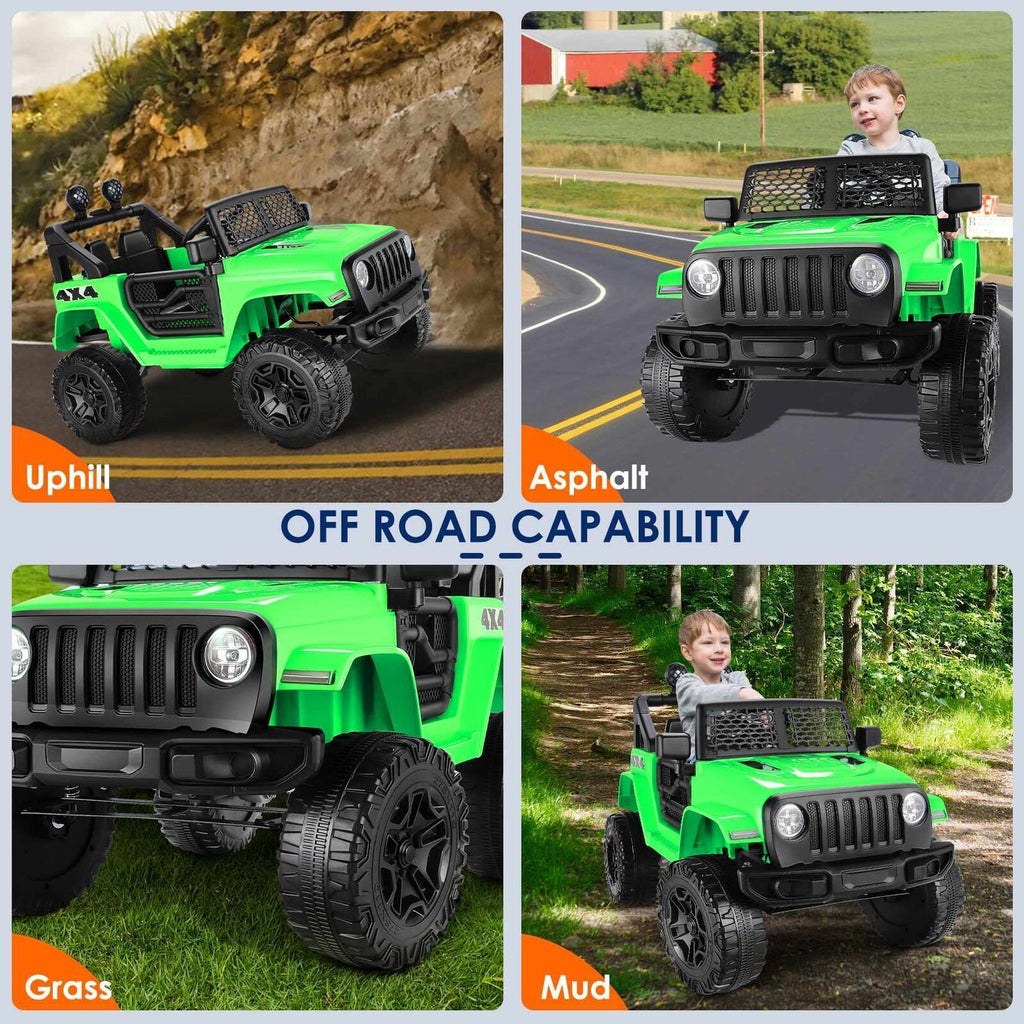 Student Riding Jeep 12V Kids Electric Ride-On Jeep with Remote Control and LED Lights - 3