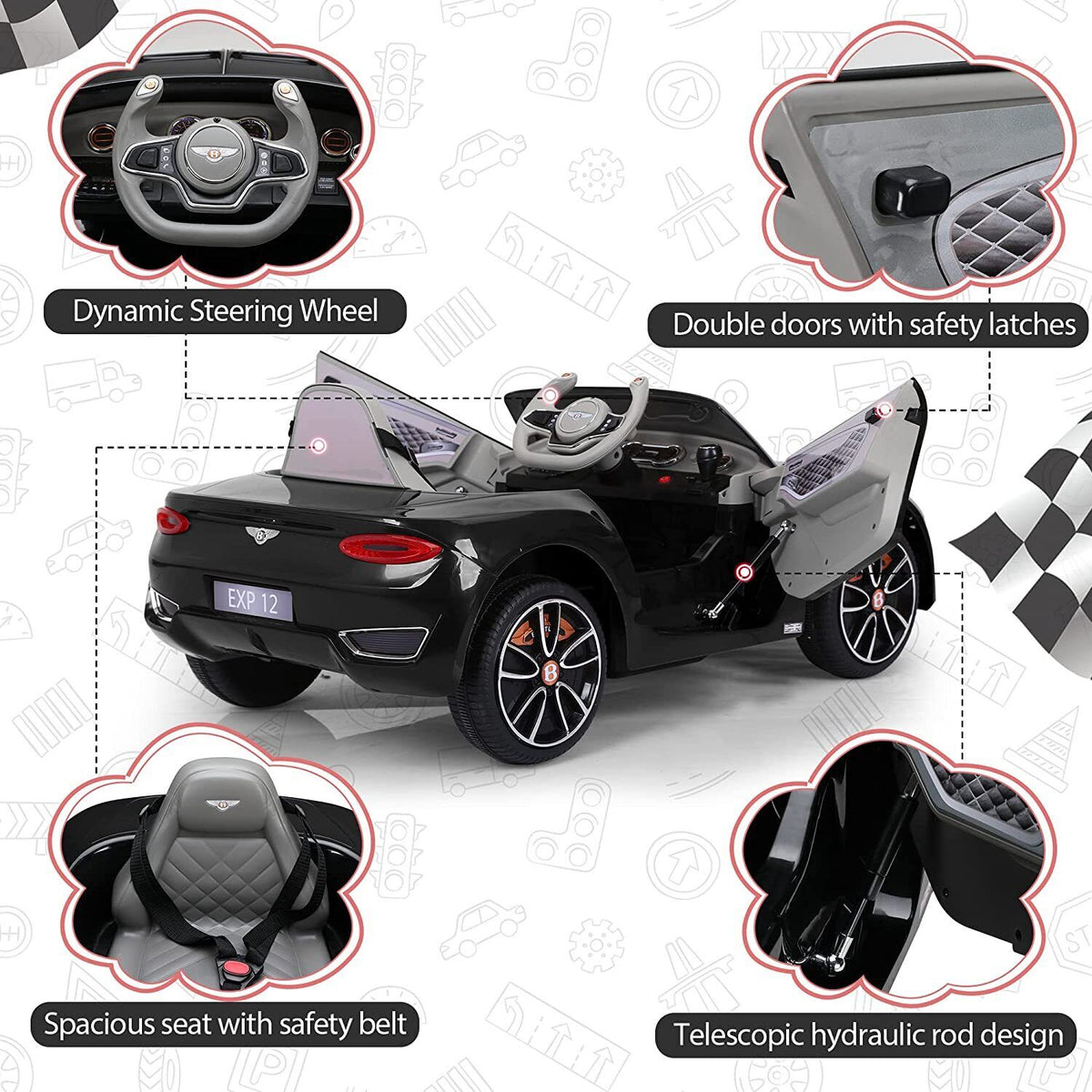 Kids Ride On Car 12V Battery Bentley Licensed Electric Toy Remote Control Motor