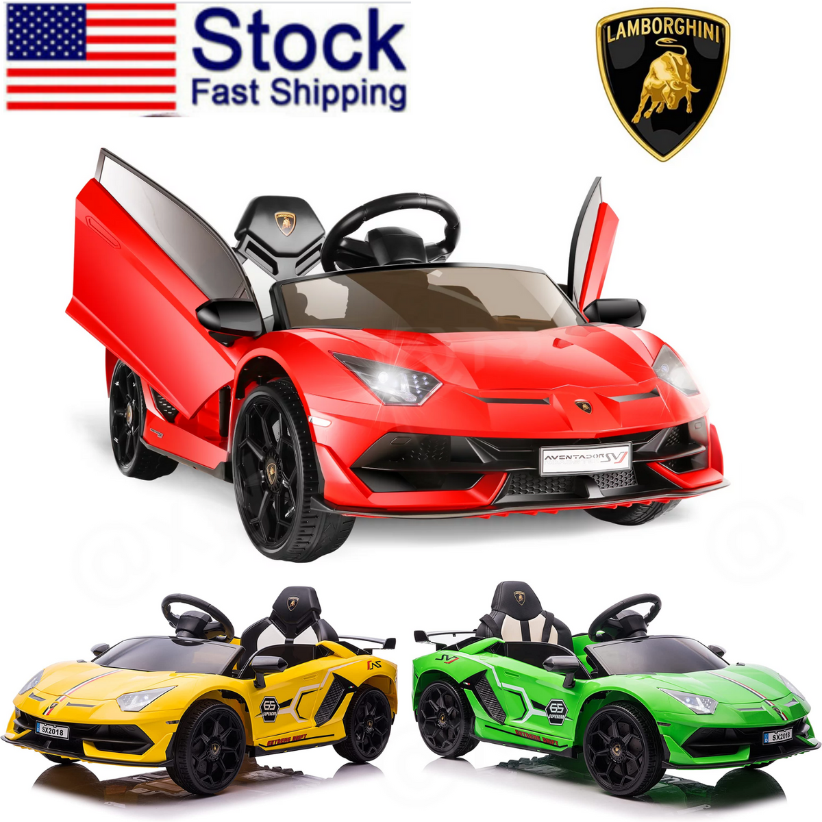 Magic Cars® 12V Lamborghini Aventador Style SVJ Ride-On Car for Kids -