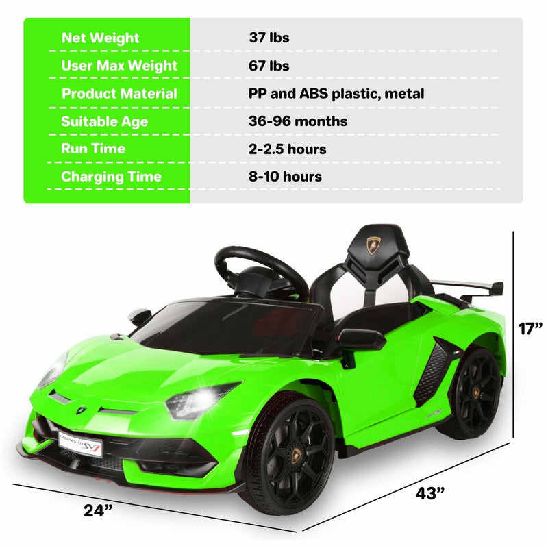 Lamborghini Aventador Green 12 Volts Electric for child 2 place
