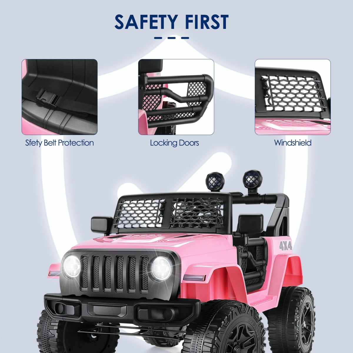 12V Pink Electric Ride On Car for Kids with Remote Control